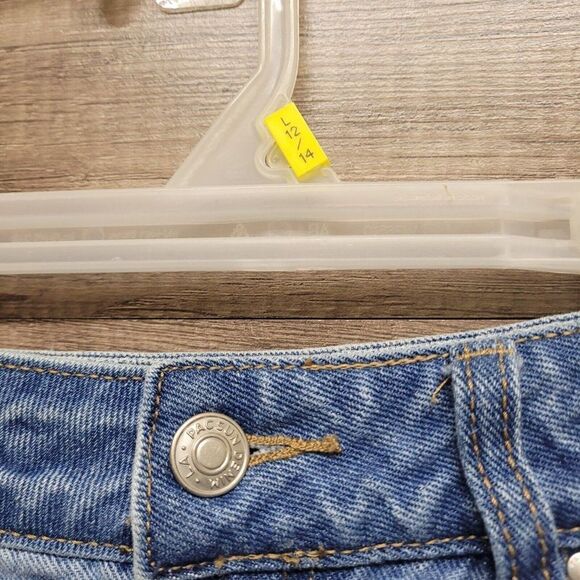 PacSun Denim Mini Skirt Blue Two Toned‎ Womens Size 25 Pockets Frayed Raw Hem - Picture 6 of 13